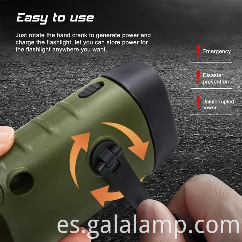 Linterna de emergencia con energía solar con lámpara de carga de manivela de mano